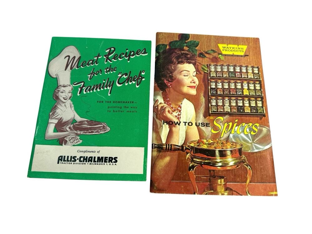 Vintage 1950s Recipe Cookbooks Lot Watkins Spices Allis Chalmers Advertising